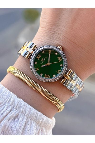 FERRO Vintage Small Case - Women's Watch and Bracelet Set with Steel Band Ion Finish B.Frv256.A04