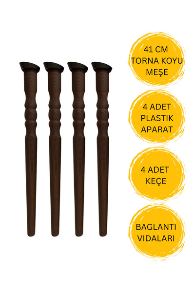 HAMADEX 41 Cm Koyu Meşe Torna Ahşap Ayak Mobilya Ayağı, Sehpa Ayağı, Sandalye Ayağı, Tv Ünitesi, Komodin