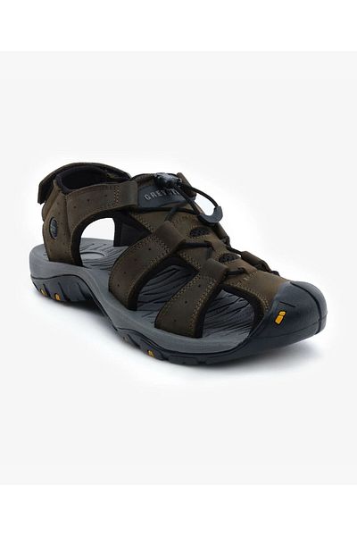 Greyder Ανδρικά πέδιλα καφέ από γνήσιο δέρμα 5y1cs14630