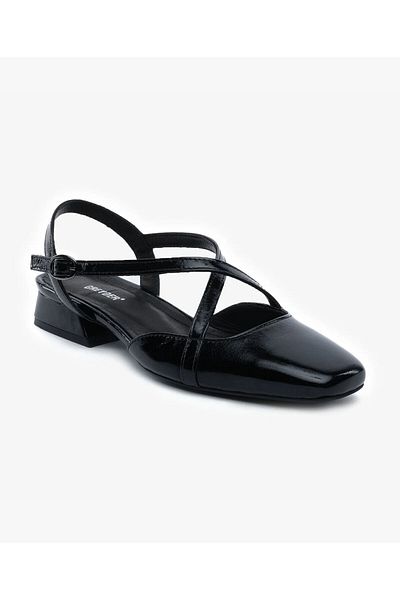 Greyder Women's Black Wrinkled Patent Leather Genuine Leather Ballerinas 5Y2Ta59270