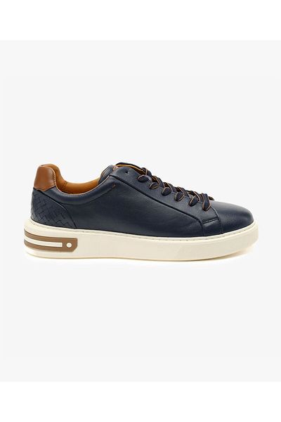 Greyder Men's Navy Blue Genuine Leather Sneaker Shoes 5Y1Sa14811