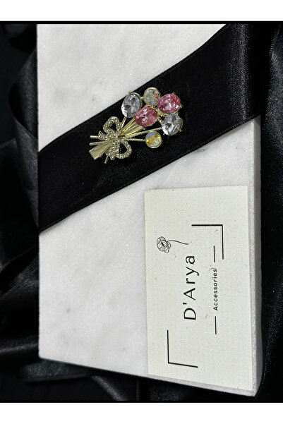 Darya Dd380 Flying Balloon Crystal Stone Bow Detailed Metal Hair Clip (Set of 2)