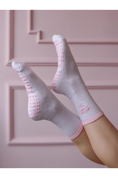 PS Girls Pilates Yoga Socks - Pink Sole Anti-Slip Socks - Pilates Princess Socks