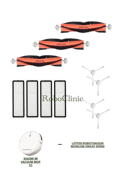 Roboclinic مكنسة كهربائية روبوتية Xiaomi Mi 1c - مجموعة متوافقة 11 قطعة (STYT...