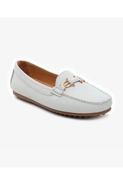 Greyder Women's Off-White Genuine Leather Loafer Shoes 5Y2Wa57725