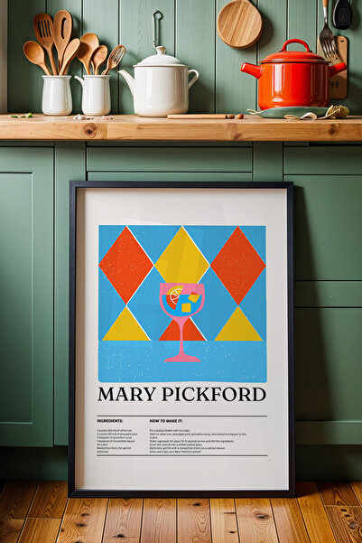 HİGUERA Mary Pickford Cocktail BAR Ζωγραφική τοίχου κουζίνας με φυσικό ξύλινο...