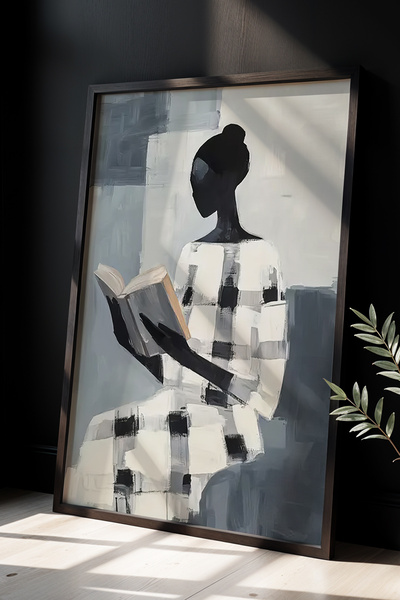 HİGUERA Μοντέρνα Τέχνη Touching Man Πίνακας τοίχου με φυσικό ξύλινο πλαίσιο