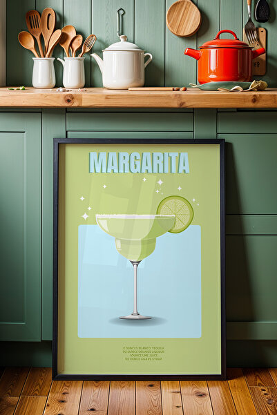 HİGUERA Διακόσμηση κουζίνας Margarita Cocktail Πίνακας με φυσικό ξύλινο πλαίσιο