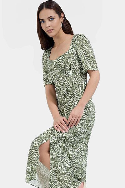 PayBuy Chic Polka Dot Midi Dress Viscose Fabric a Line Casual Distinguished Material Special Design Long Lasting