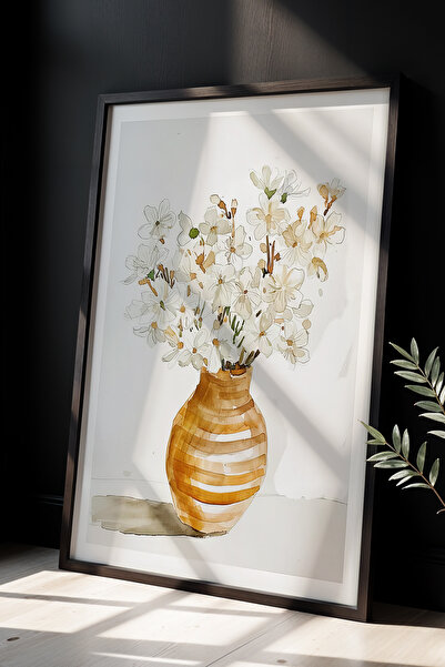 HİGUERA Akvarel White Floral - Ελαφρύ και ευρύχωρο ζωγραφική τοίχου με φυσικό...