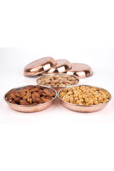 Zinnun Copper Breakfast Snack Bowl Premium Quality Set of 6 Plates