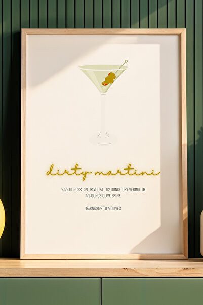 HİGUERA Κοκτέιλ Dirty Martini BAR Ζωγραφική τοίχου κουζίνας με φυσικό ξύλινο ...