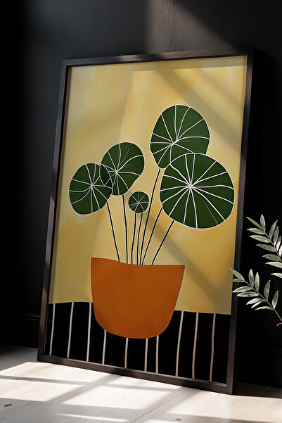 HİGUERA Lotus Plant Minimal Διακοσμητικό Τέχνη Τοίχου Πίνακας με Πλαίσιο από ...