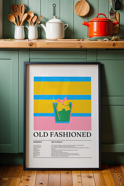 HİGUERA Παλιάς τεχνοτροπίας Ζωγραφική τοίχου κουζίνας με φυσικό ξύλινο πλαίσιο