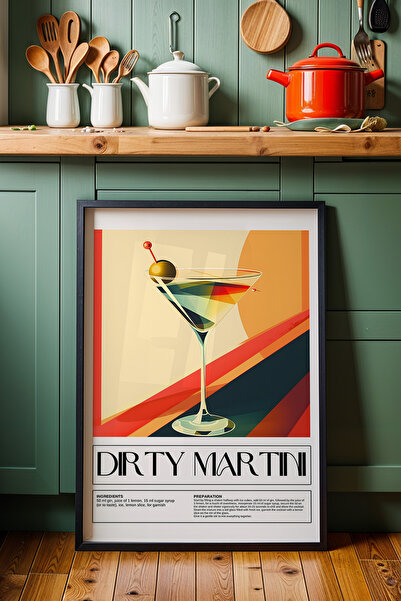 HİGUERA Κοκτέιλ Dirty Martini BAR Ζωγραφική τοίχου κουζίνας με φυσικό ξύλινο ...