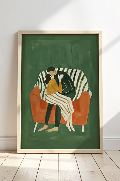 HİGUERA Ζωγραφική με πράσινο φόντο ζεστό αγκαλιάζοντας συναισθηματική τέχνη μ...