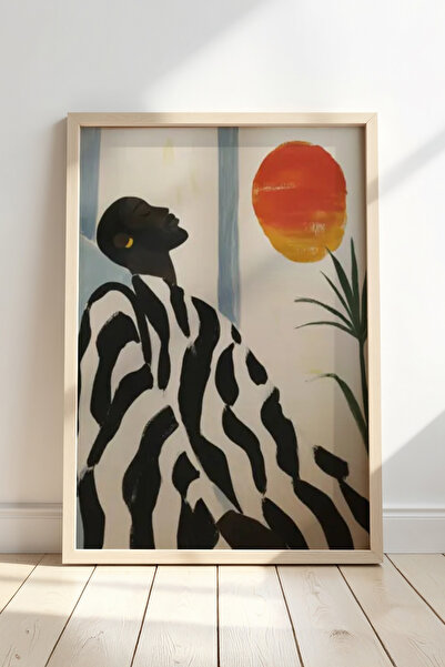 HİGUERA Ασπρόμαυρο ριγέ ανδρικό πορτρέτο Μοντέρνο και εντυπωσιακό στυλ Πίνακα...