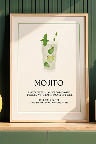 HİGUERA Mojito Cocktail BAR Ζωγραφική τοίχου κουζίνας με φυσικό ξύλινο πλαίσιο