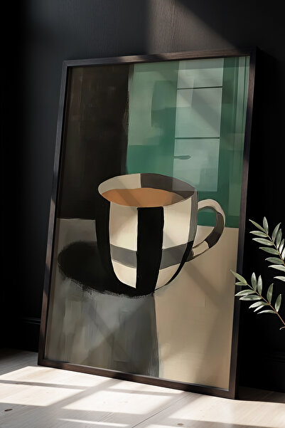 HİGUERA Τραπέζι με μαύρο και άσπρο γεωμετρικό κύπελλο με λεπτομέρεια από φυσι...