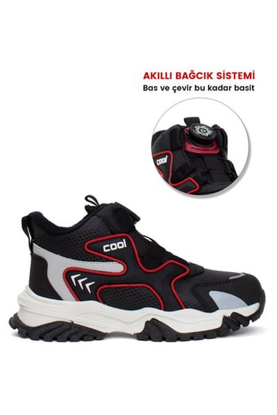 Cool Boy's Classic Boots - Bobe Kids Torr Filet, Μαύρο Κόκκινο
