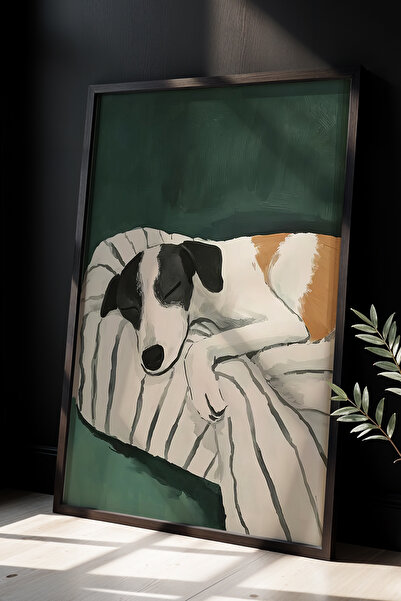 HİGUERA Πορτρέτο ήρεμου σκύλου Μοντέρνο και απλό στυλ Πίνακας τοίχου με φυσικ...