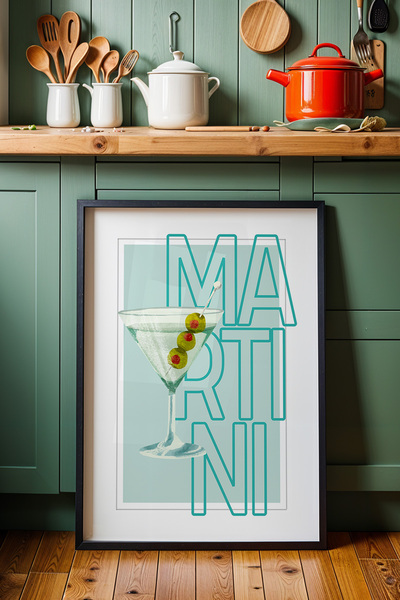 HİGUERA Martini Cocktail Bar Illustration BAR Ζωγραφική τοίχου κουζίνας με φυ...