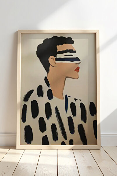 HİGUERA Ασπρόμαυρο ριγέ ανδρικό πορτρέτο Μοντέρνο και εντυπωσιακό στυλ Πίνακα...