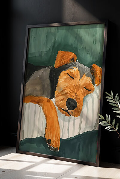 HİGUERA Sweet Terrier Sleeping Pleasure - Πίνακας τοίχου με φυσικό ξύλινο πλα...