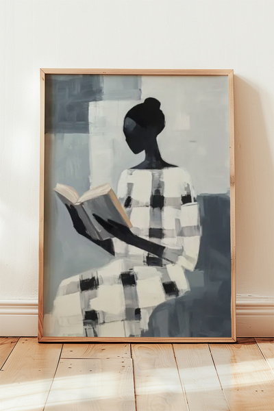 HİGUERA Μοντέρνα Τέχνη Touching Man Πίνακας τοίχου με φυσικό ξύλινο πλαίσιο