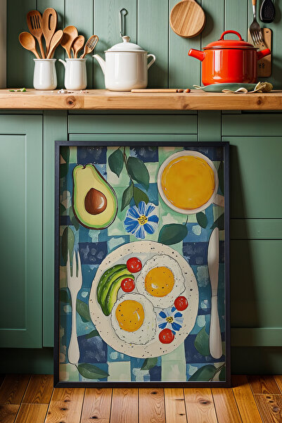 HİGUERA Πολύχρωμο τραπέζι πρωινού με θέμα KTB Πίνακας τοίχου κουζίνας με φυσι...