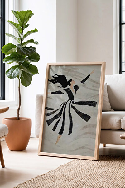 HİGUERA Ζωγραφική τοίχου με φυσικό ξύλινο πλαίσιο με φιγούρες μοντέρνου χορού