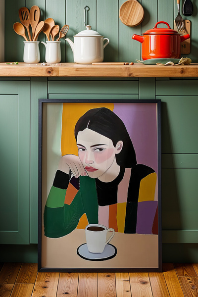 HİGUERA Πορτρέτο σε πολύχρωμα γεωμετρικά μπλοκ KTB Ζωγραφική τοίχου κουζίνας ...