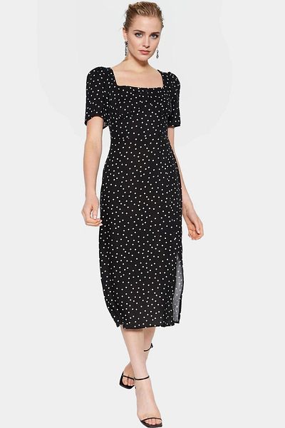 PayBuy Chic Polka Dot Midi Dress Viscose Fabric a Line Casual Distinguished Material Special Design Long Lasting