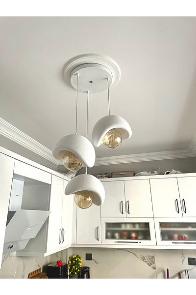 DREAM MODE Concrete Look Modern Stylish Nordic Style 3 Headed Chandelier (25cm) (with Rustic Bulb Gift) Nestvi̇be