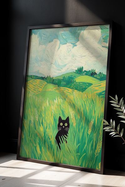 HİGUERA Μαύρη γάτα σε κλίμακα σίτου Εμπνευσμένη από τον Βαν Γκογκ Μοντέρνα Τέ...