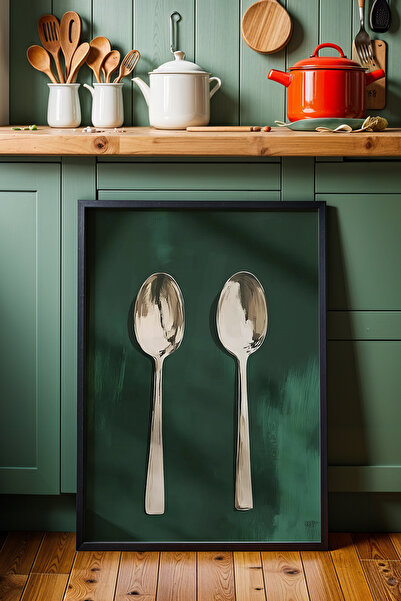 HİGUERA Κομψά ζευγάρια ασημένια κουτάλια Μοντέρνα KTB Ζωγραφική τοίχου κουζίν...