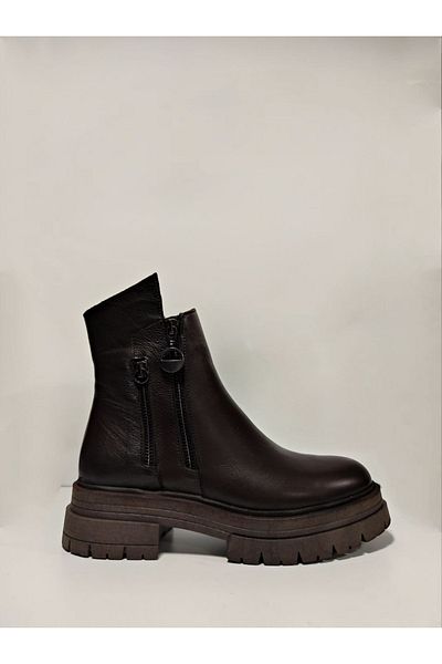 Castle Black Yldz-26255-1 Γυναικείες μπότες από γνήσιο δέρμα καφέ