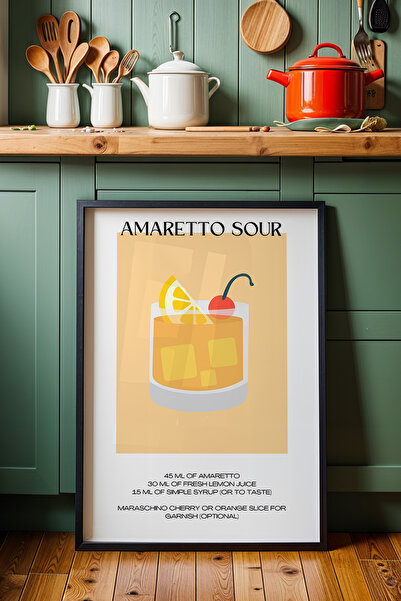 HİGUERA Πολύχρωμο Amaretto Sour Cocktail BAR Ζωγραφική τοίχου κουζίνας με φυσ...