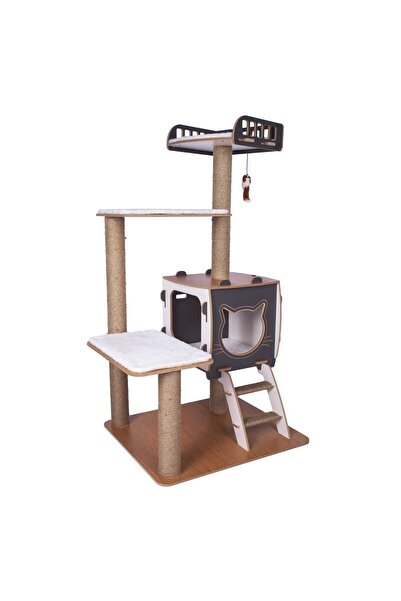 Patihomes Tiered Cat House Scratching Gray