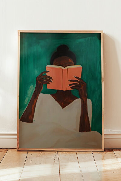 HİGUERA Γυναικεία φιγούρα που διαβάζει βιβλίο Επιτραπέζιο σε σμαραγδένια πράσ...