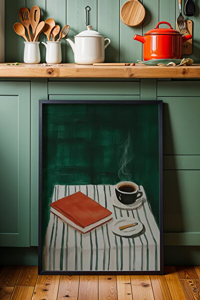 HİGUERA Coffee and Book Detailed Hot Moments KTB Ζωγραφική τοίχου κουζίνας με...