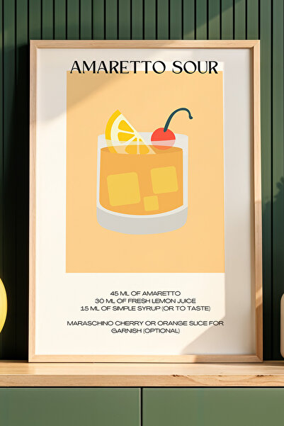 HİGUERA Πολύχρωμο Amaretto Sour Cocktail BAR Ζωγραφική τοίχου κουζίνας με φυσ...