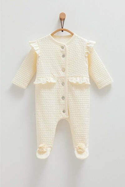 Caramell Beautiful Front Buttoned Jumpsuit Ecru