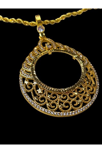 stainless steell Afrodit TAM Altın Çerçeveli Kolye (Altın Kaplama)