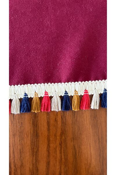 homease Covoraș de căprioară dreptunghiular texturat din catifea |   Runner decorativ cu detaliu de margine cu ciucuri (44*145)