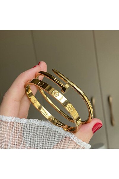 Perry Accesories 5 yonca çift taraflı beyaz mineli çivi ve taşlı model çelik kelepçe seti 3 lü çelik set