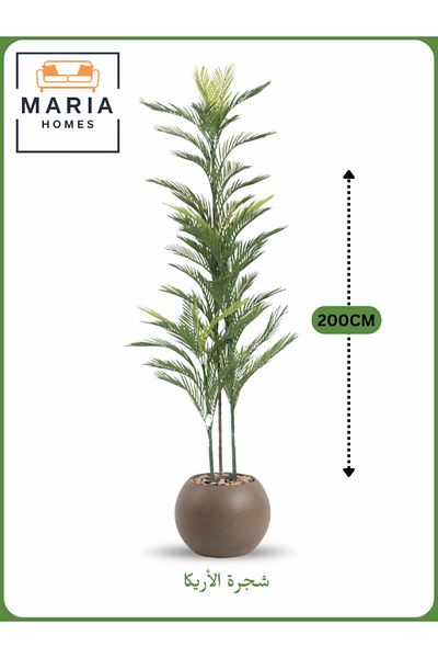 MARIA HOMES Artificial Areca Palm Tree 200 cm – Indoor Decorative Plant with Brown Pot