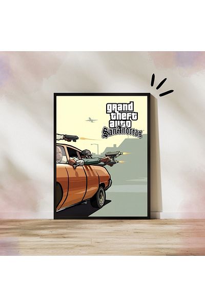 Arthopia GTA San Andreas Gangster Πίνακας υψηλής ποιότητας σχεδίου με πλαίσιο αφίσας