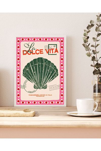 Arthopia La Dolce Vita Oyster Pink Pinterest Πίνακας καλλιτεχνικού σχεδιασμού με κορνίζα αφίσας