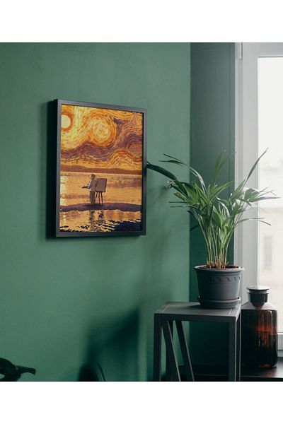 Arthopia Vintage Pinterest Βαν Γκογκ και ηλιοβασίλεμα με κορνίζα υψηλής ποιότητας διακοσμητικό σχέδιο ζωγραφικής